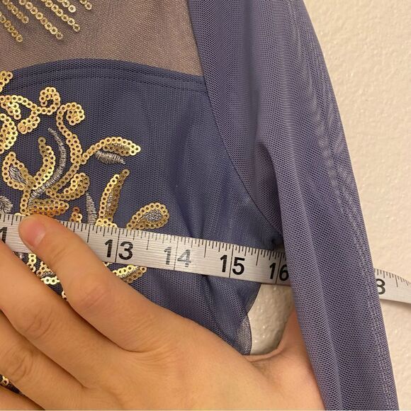 WEISSMAN Elite solo Dance costume slate blue Radiant Sequin Mesh Dress D11490 SA - Picture 8 of 14